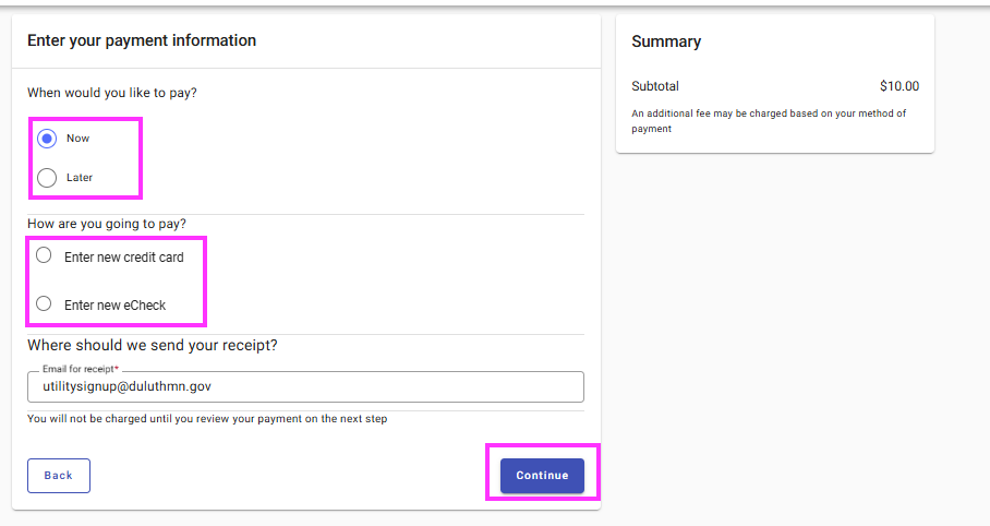 payment timeframe and method