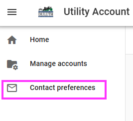 desktop navigation to contact preferences of the Utility Access Portal